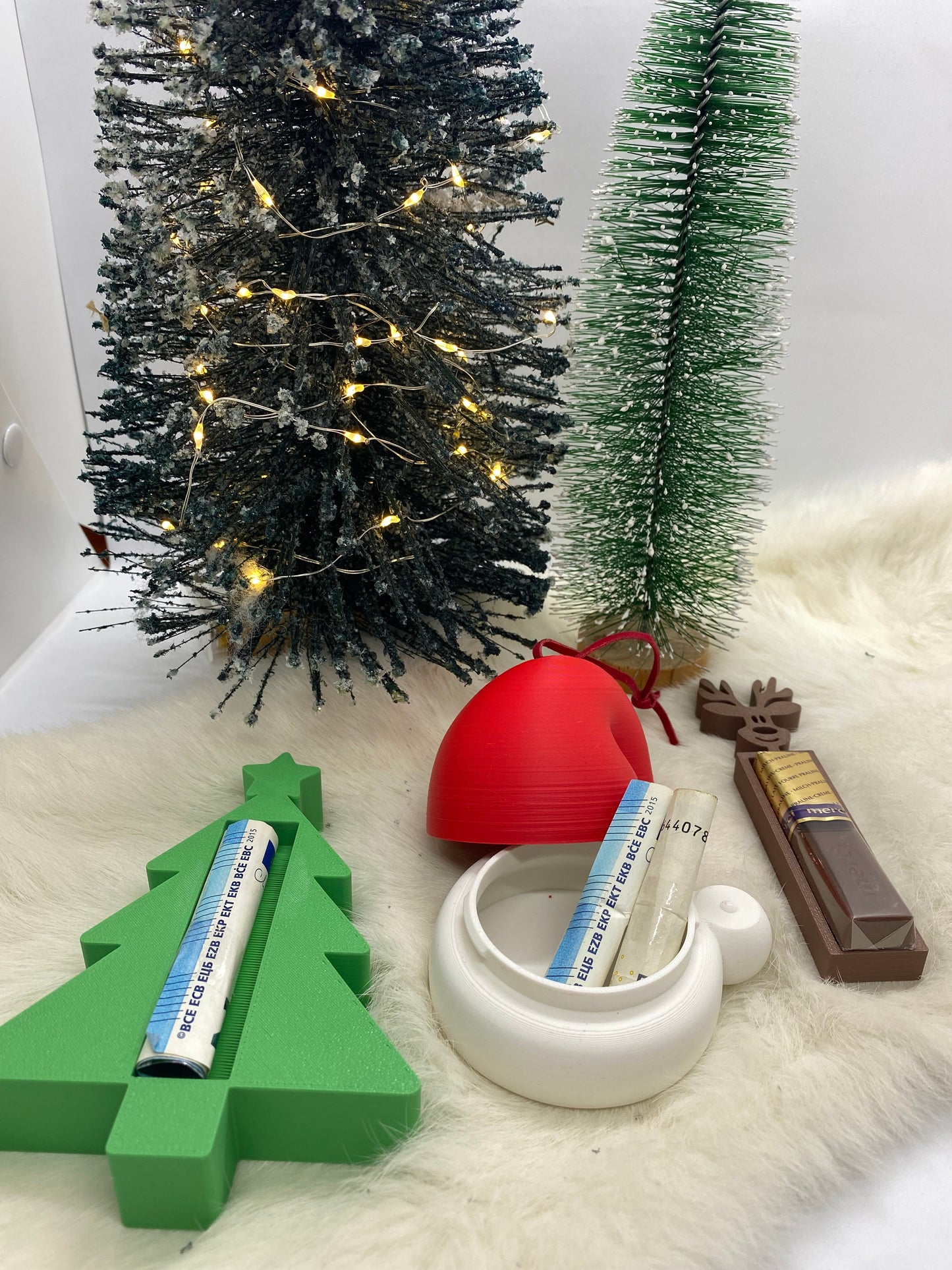 Kerst geldverpakking kerstboom, kerstmuts , rendier