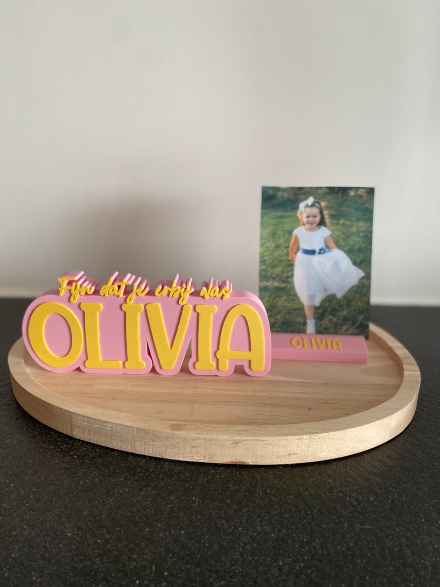 Tafeldecoratie met tekst en naam