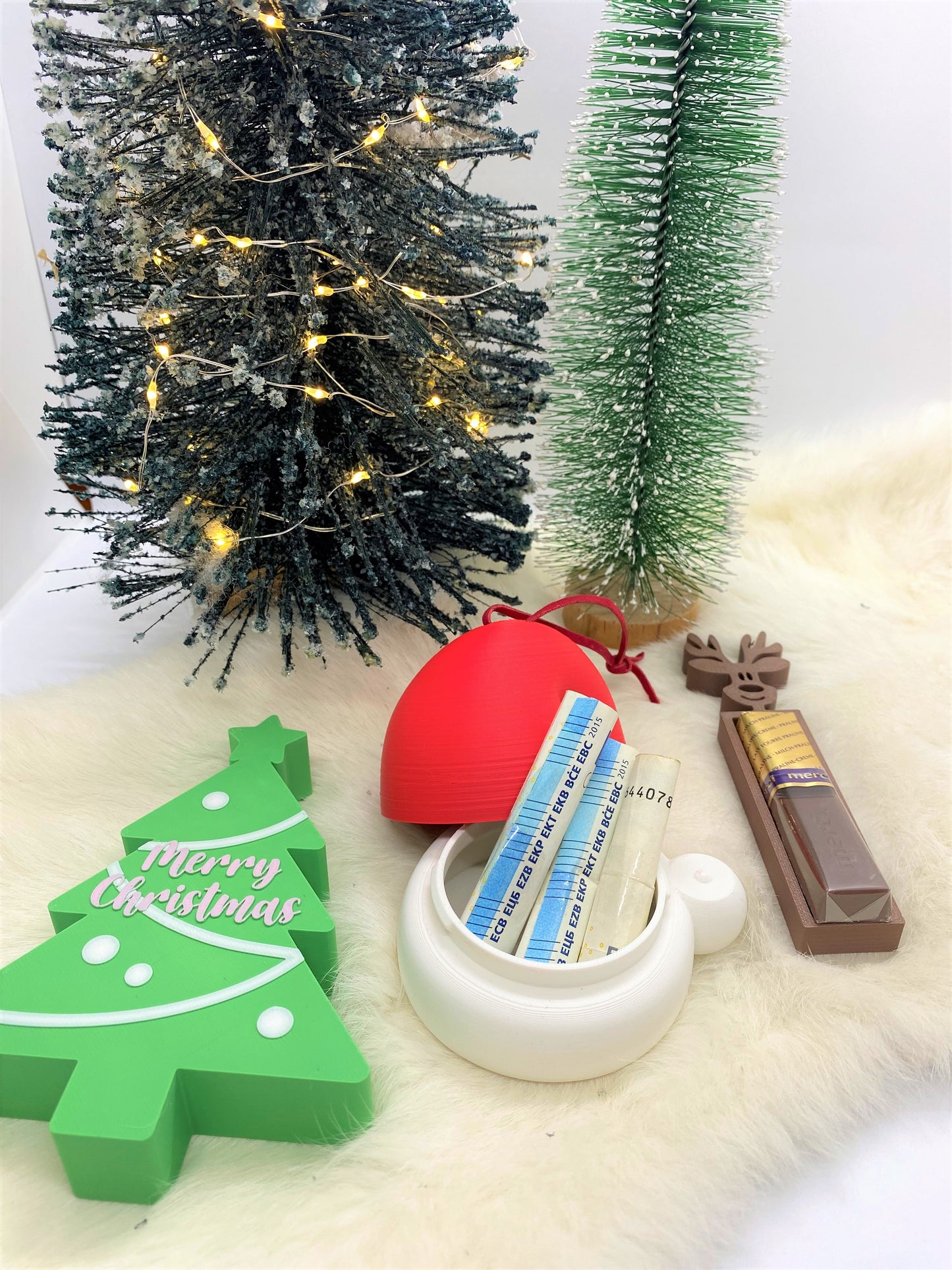 Kerst geldverpakking kerstboom, kerstmuts , rendier