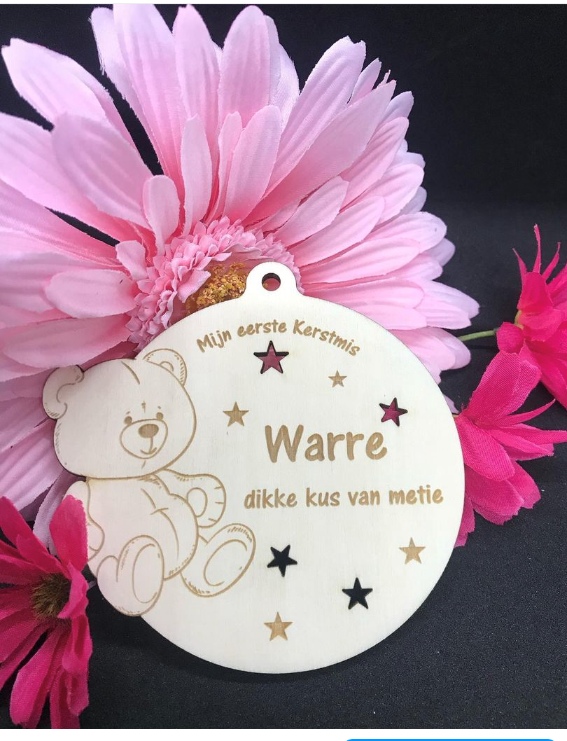 Teddybeer kerstbal met naam